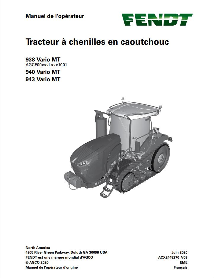 Fendt 938 940 943 Vario MT Operator Manual ACX2448270_V03 PDF