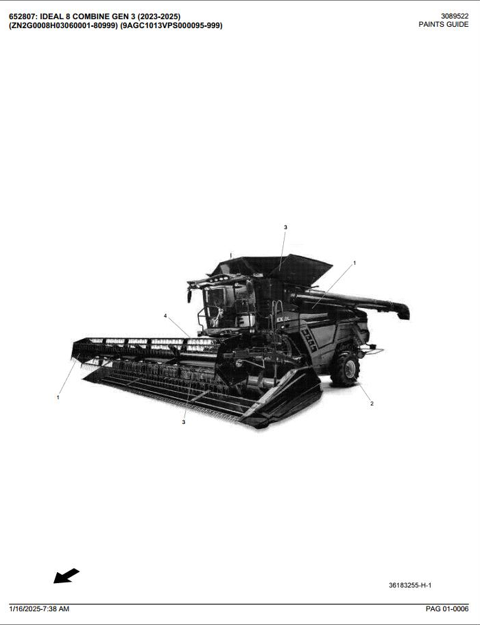 Fendt Combine Ideal 8 GEN3 2023-2025 Parts Catalog Manual PDF