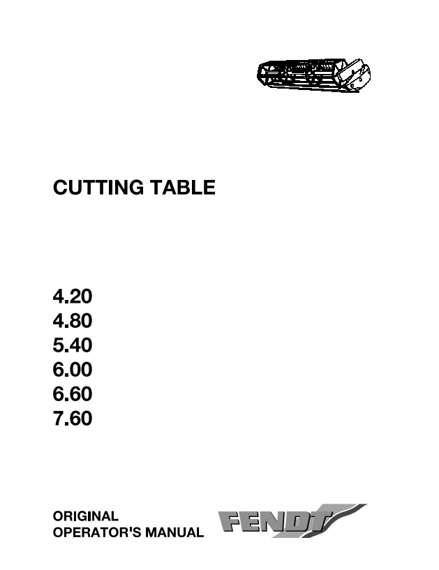 Fendt Eu Harvesting Cutting Table La Standard Operator Manual 1857672W PDF