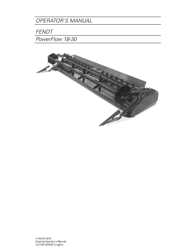 Fendt Eu Harvesting Cutting Table PowerFlow Operator Manual 2014 – D3155102 PDF