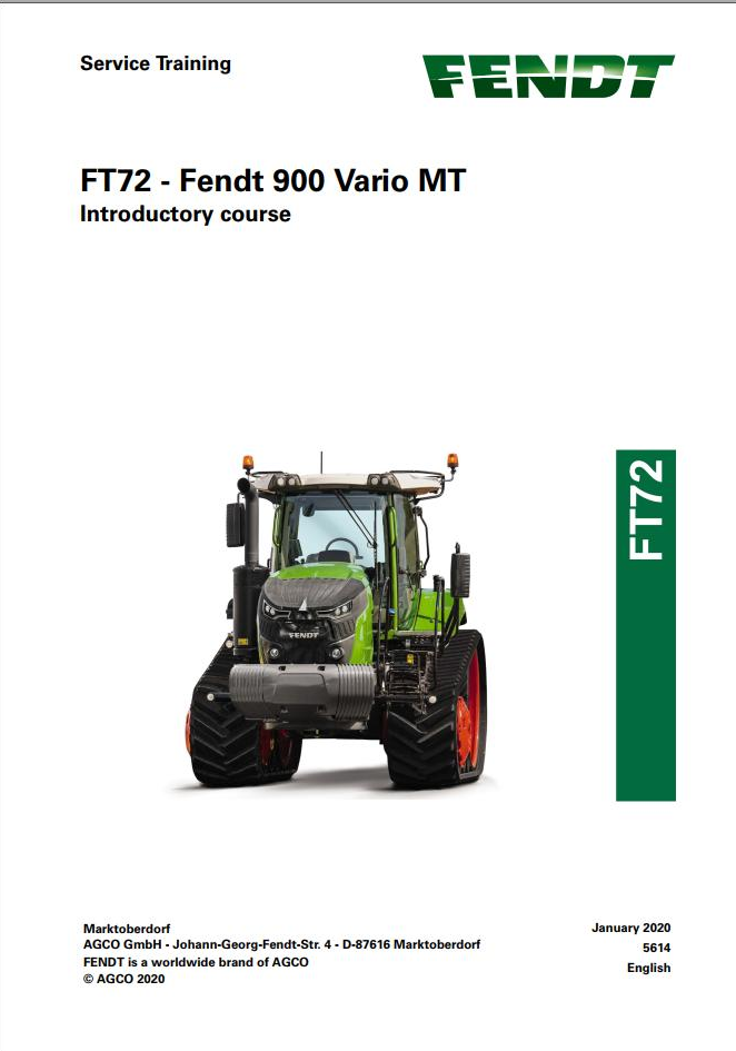 Fendt FT72 – 900 Vario MT Service Training Manual 564437 PDF