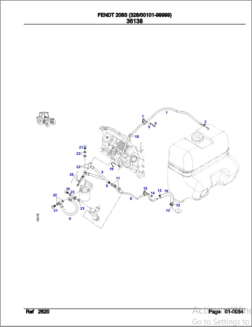Fendt Tractor 208S Parts Catalog Manual F328000 09.2020 PDF