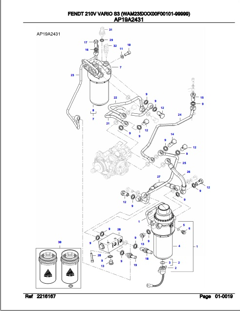 Fendt Tractor 210V Vario S3 Parts Catalog Manual F235000 01.2020 PDF