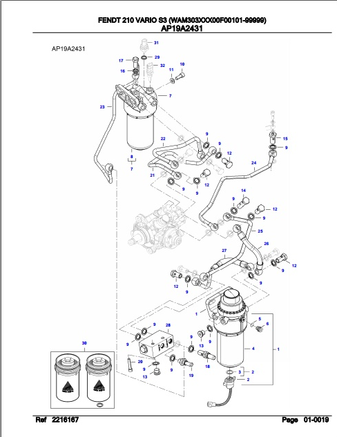 Fendt Tractor 210 Vario S3 Parts Catalog Manual F303000 06.2020 PDF