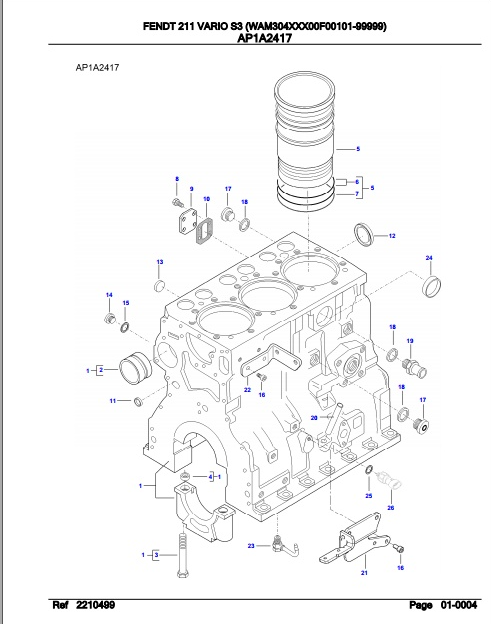 Fendt Tractor 211 Vario S3 Parts Catalog Manual F304000 06.2020 PDF