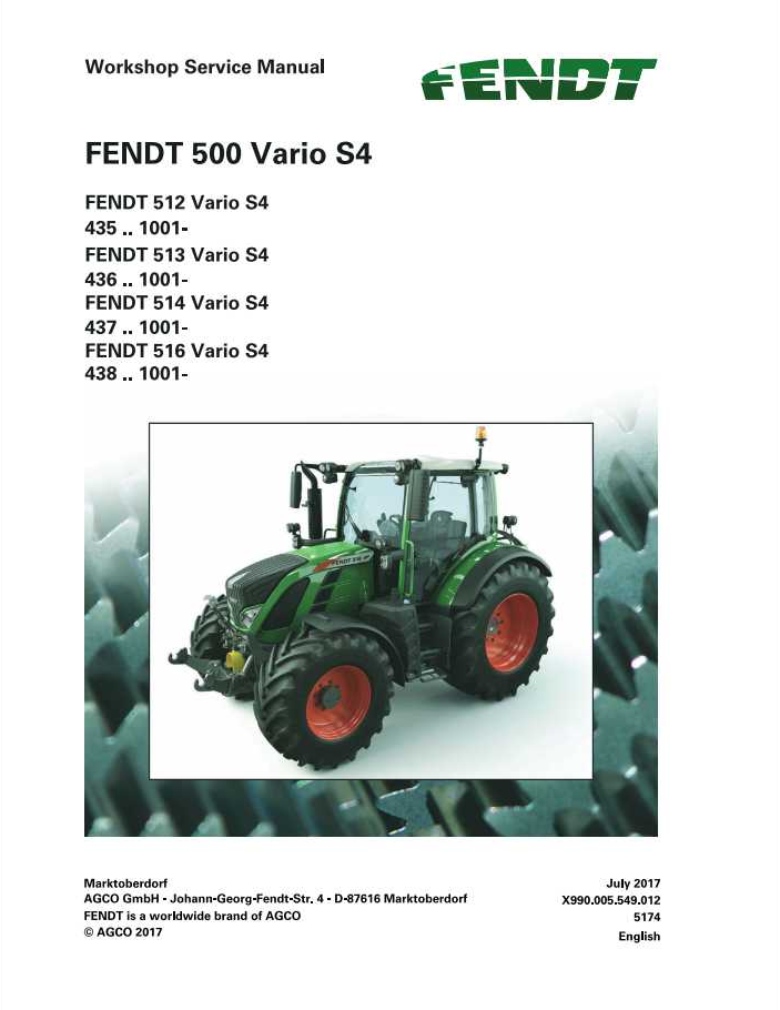 Fendt Tractor 500 512 513 514 516 Vario S4 Workshop Service Manual PDF