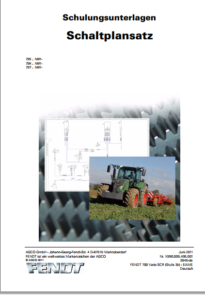 Fendt Tractor 700 Vario SCR (3b) – VIN 732 – 737 Operator Diagrams Workshop Manual PDF