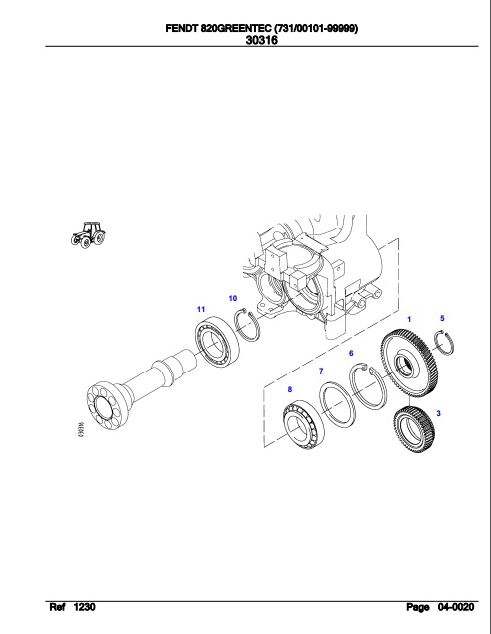 Fendt Tractor 820GREENTEC Parts Catalog Manual F731004 11.2018 PDF