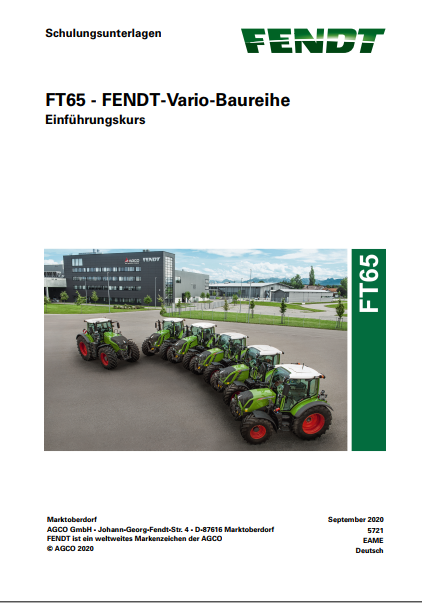 Fendt Tractor FT65 – Vario Series Introductory Course Service Training Manual PDF