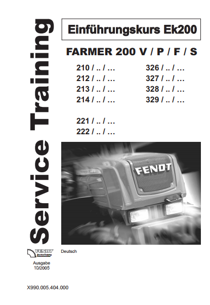 Fendt Tractor Farmer 200 V F P S Service Training Manual PDF