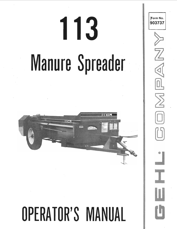 GEHL 113 (903737A) Operator Manual PDF Download | Complete Service Guide