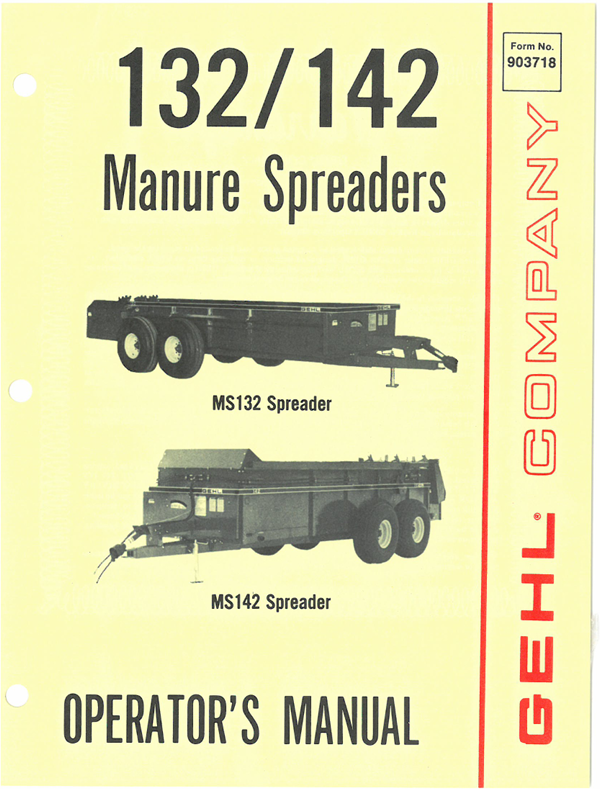 GEHL 132 & 142 (903718A) Operator Manual PDF Download