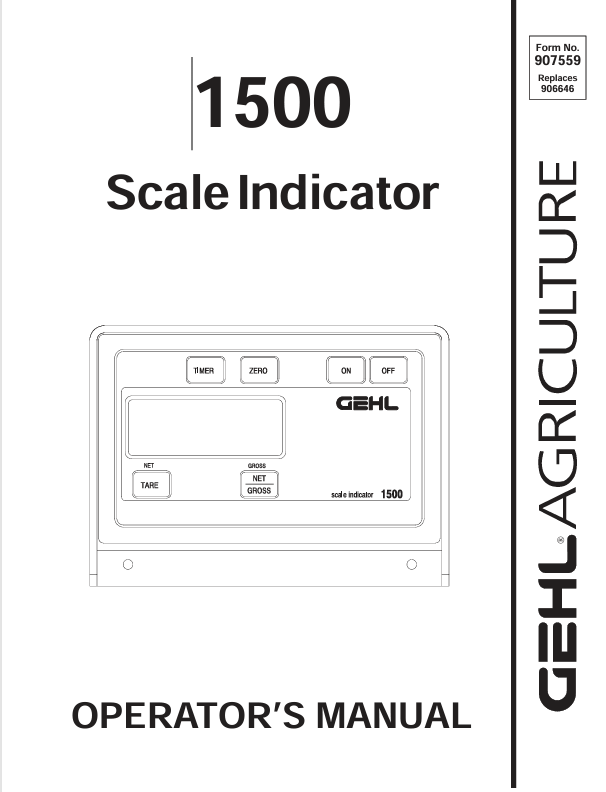GEHL 1500 Scale Indicator (907559) Operator Manual PDF Download – Complete User Guide