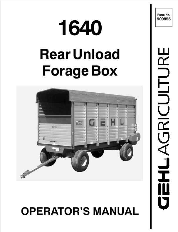GEHL 1640 Forage Boxes (909855A) Operator Manual PDF Download
