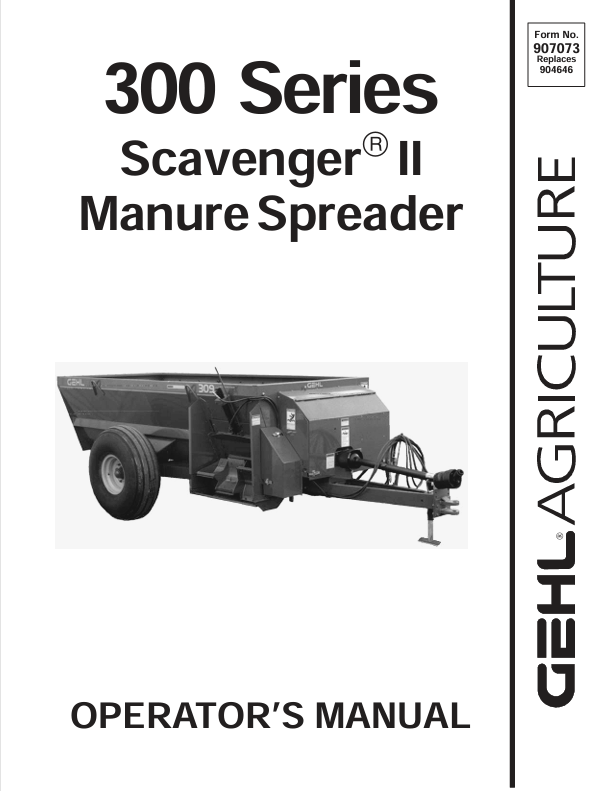 GEHL 300 Series Manure Spreader (907073) Operator Manual PDF Download | Complete Guide