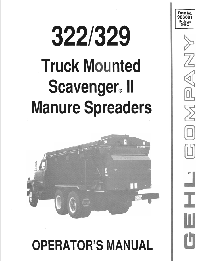 GEHL 322 & 329 Manure Spreaders (906081A) Operator Manual PDF Download