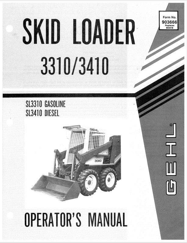 GEHL 3310 & 3410 Skid Loader (903666) Operator Manual PDF Download