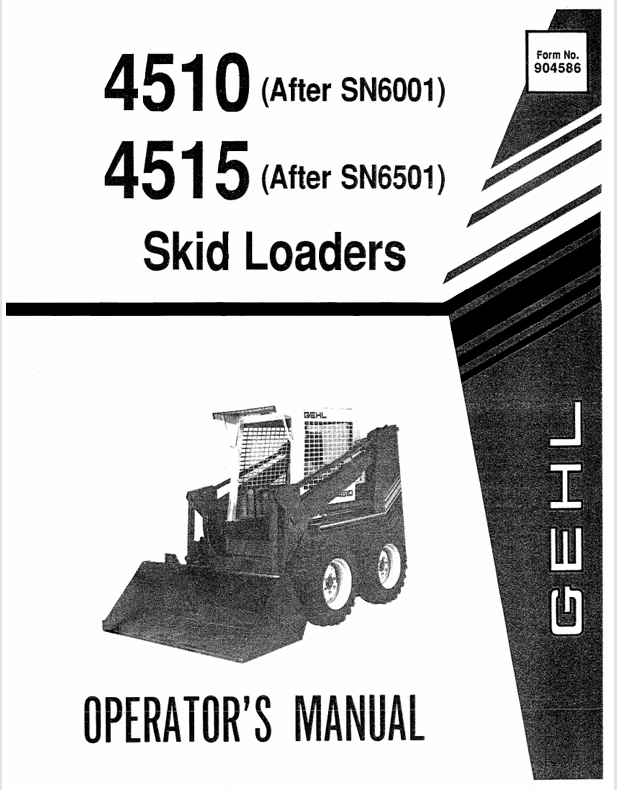 GEHL 4510 & 4515 Skid Loader Operator Manual (904586) PDF Download