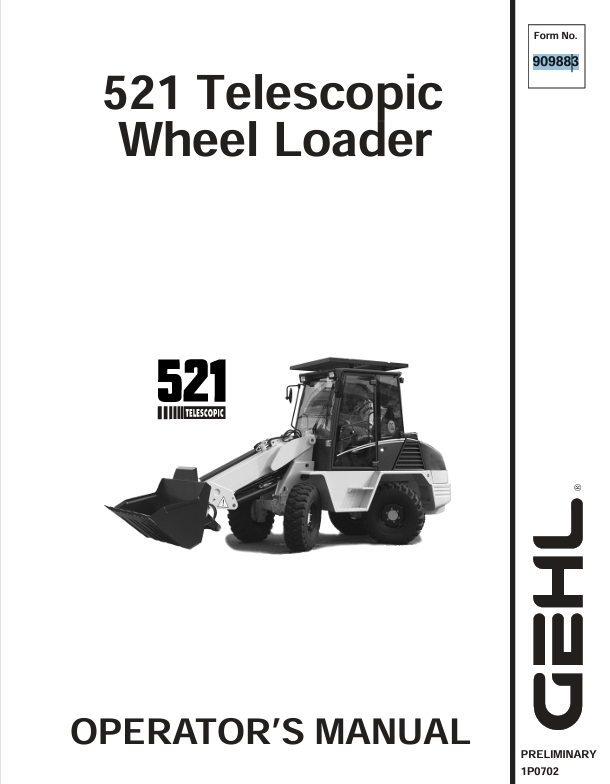GEHL 521 Telescopic Wheel Loader (909883) Operator Manual PDF Download | Complete Service Guide