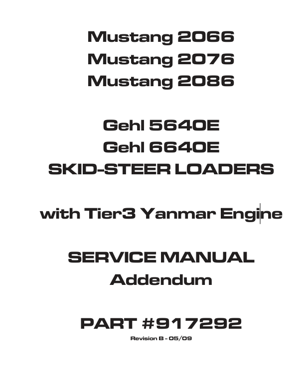 GEHL 5640E & 6640E Skid-Steer Loader (917292) Service Manual PDF – Repair, Maintenance & Troubleshooting Guide