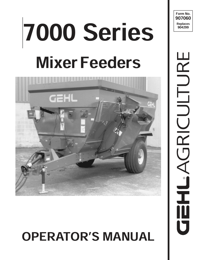 GEHL 7000 Series Mixer Feeders (907060) Operator Manual PDF Download | Complete Service Guide