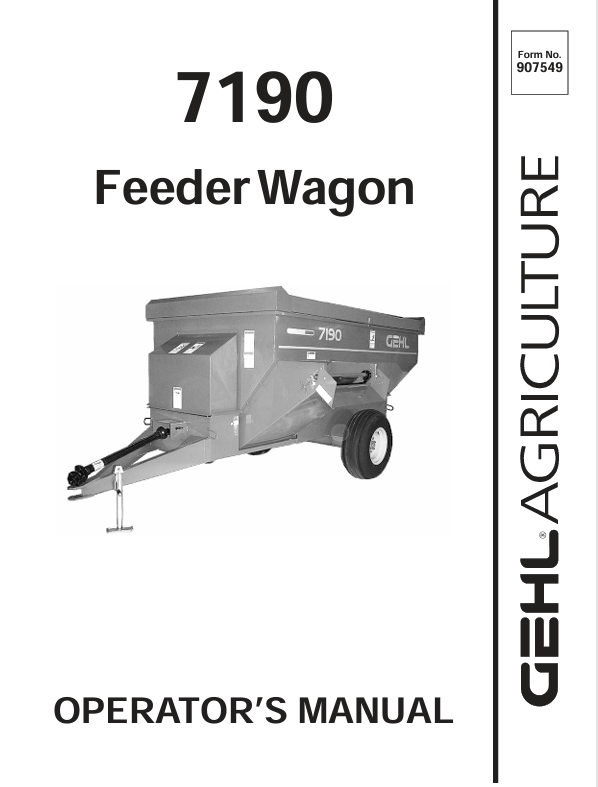 GEHL 7190 Feeder Wagon (907549D) Operator Manual PDF Download