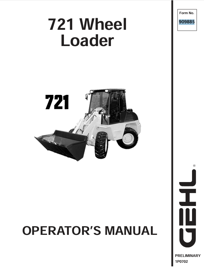 GEHL 721 Wheel Loader (909885) Operator Manual PDF Download – Complete Guide