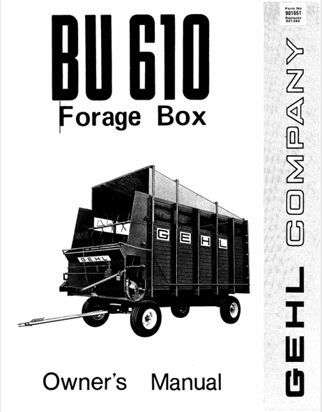 GEHL BU610 Forage Box (901651A) Operator Manual PDF Download | Complete User Guide