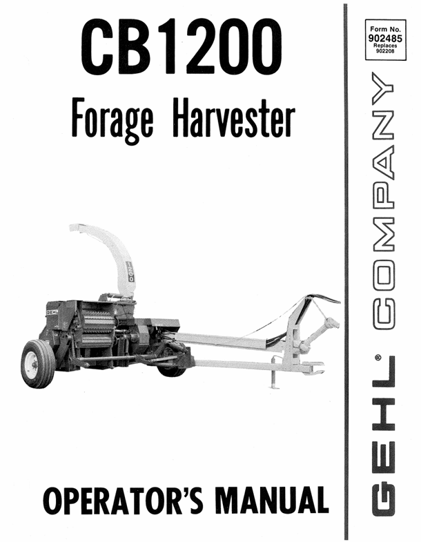 GEHL CB1200 Forage Harvester (902485) Operator Manual PDF Download – Complete Service Guide