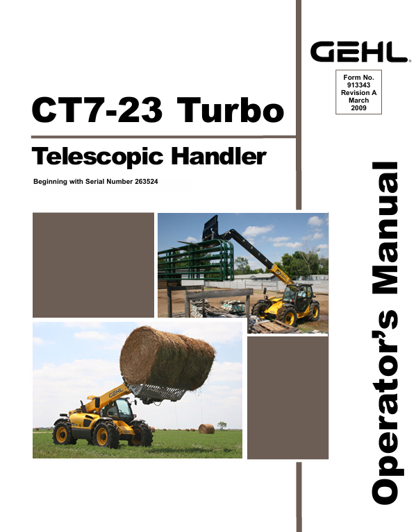 GEHL CT7-23 TURBO TELESCOPIC HANDLERS (913343A) OPERATOR MANUAL PDF DOWNLOAD