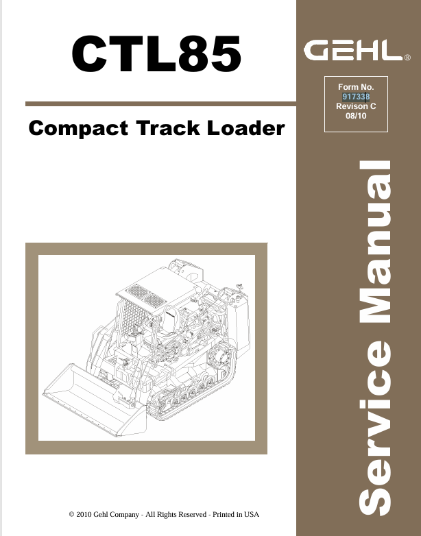 GEHL CTL85 Compact Track Loader (917338) Service Manual PDF Download