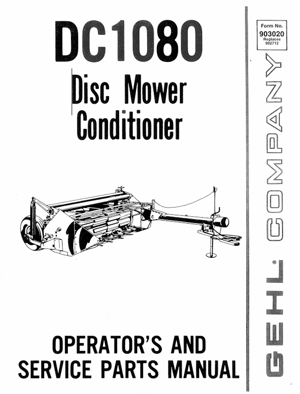 GEHL DC1080 (903020A) Operator Manual PDF – Complete Operation & Maintenance Guide