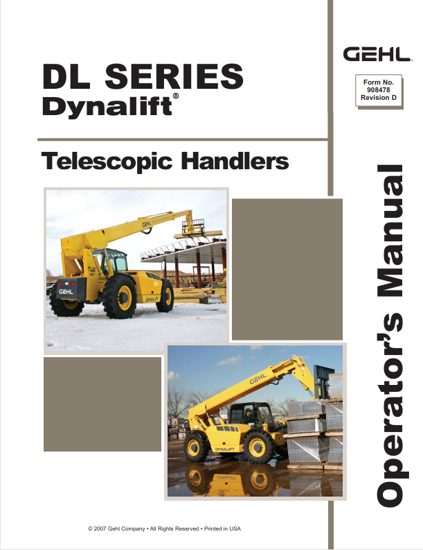 GEHL DL Series (908478D) Operator Manual PDF Download | Service Guide