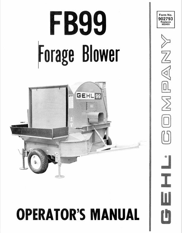 GEHL FB99 Forage Blower (902793A) Operator Manual PDF | Download Guide