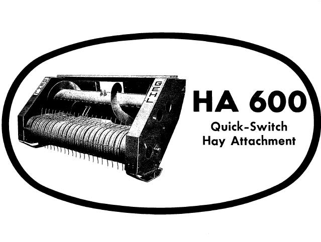 GEHL HA 600 Quick-Switch Hay Attachment Parts Catalogue Manual PDF Download