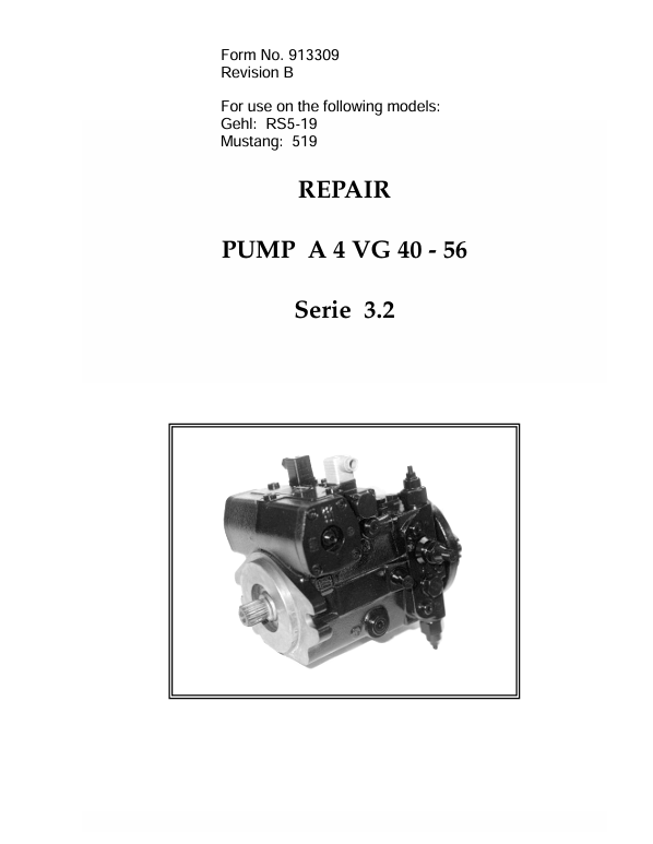 GEHL PUMP A 4 VG 40-56 (913309B) Repair Manual PDF Download – Complete Service Guide