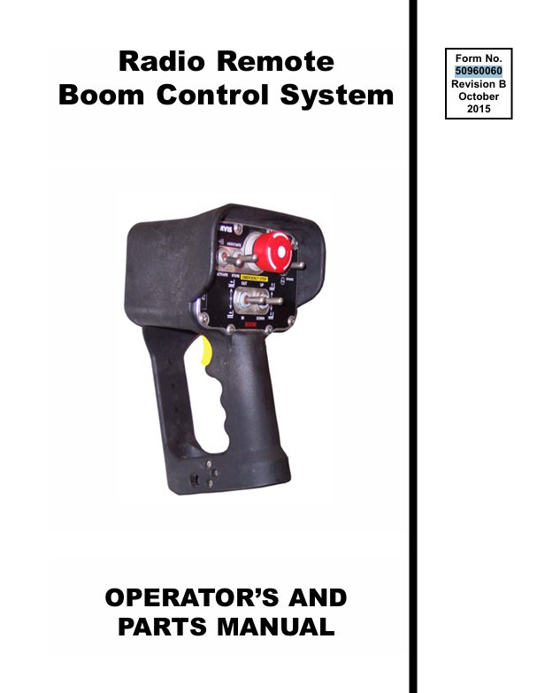 GEHL Radio Remote Boom Control System (50960060B) Operator Manual PDF Download