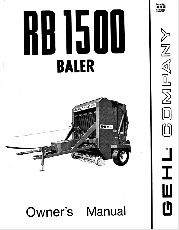 GEHL RB1500 Baler (901645) Operator Manual PDF Download – Complete Service Guide