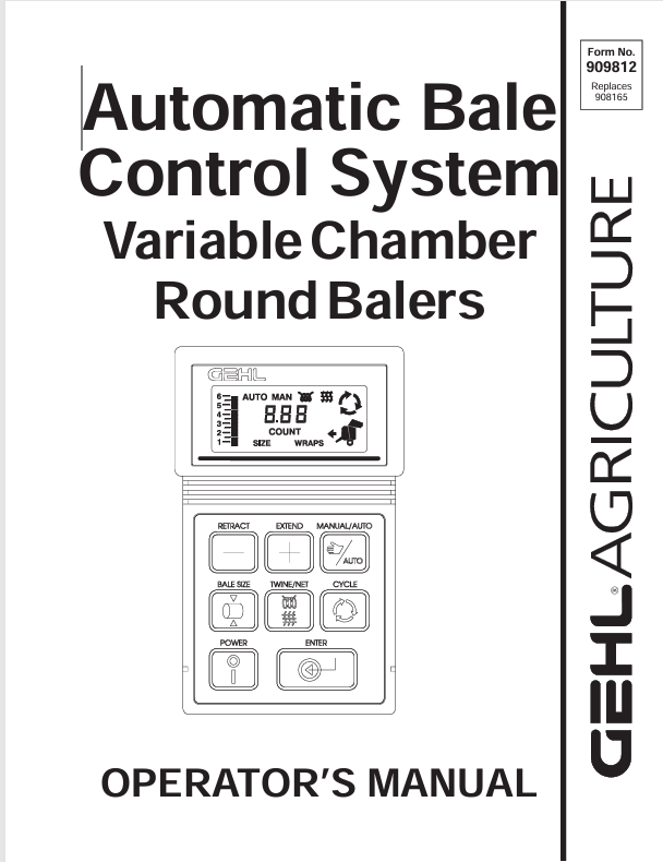 GEHL RB2580 RB2680 RB2880 Variable Chamber Round Balers 909812A Operator Manual PDF