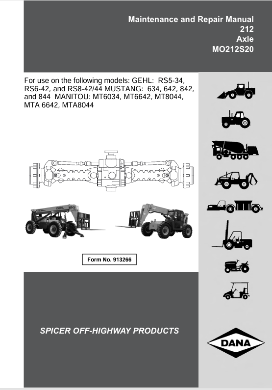 GEHL RS5-34, RS6-42, RS8-42/44 (913266) Maintenance & Repair Manual PDF Download