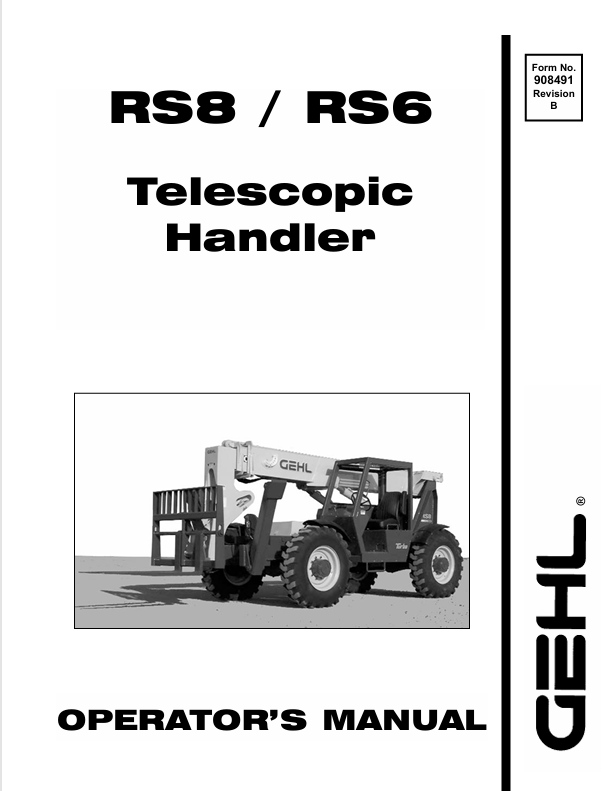 GEHL RS8 & RS6 (908491B) Operator Manual PDF Download | Complete Service Guide