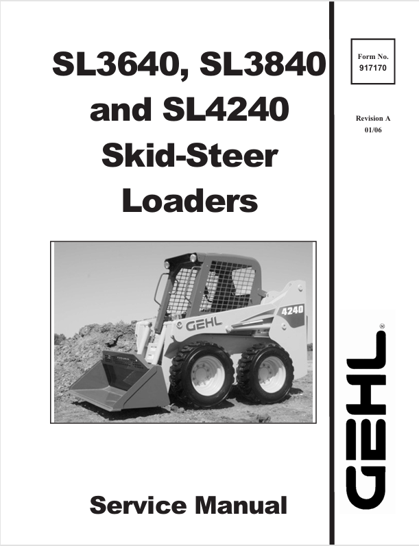 GEHL SL3640 SL3840 Skid-Steer Loader (917170A) Service Manual PDF Download