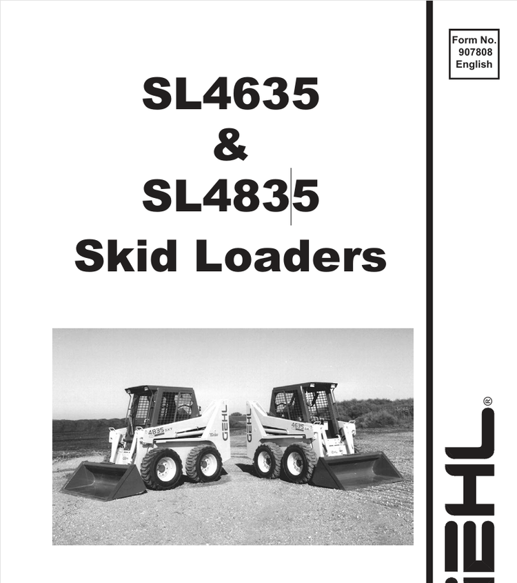 GEHL SL4635 & SL4835 Skid Loaders (907808C) Operator Manual PDF Download