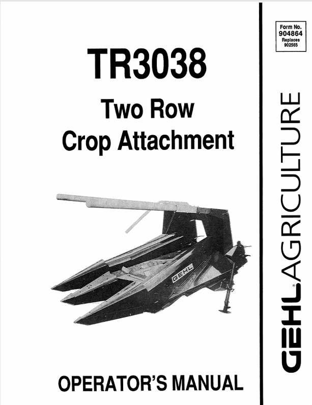 GEHL TR3038 Two Row Crop Attachment (904864A) Operator Manual PDF Download