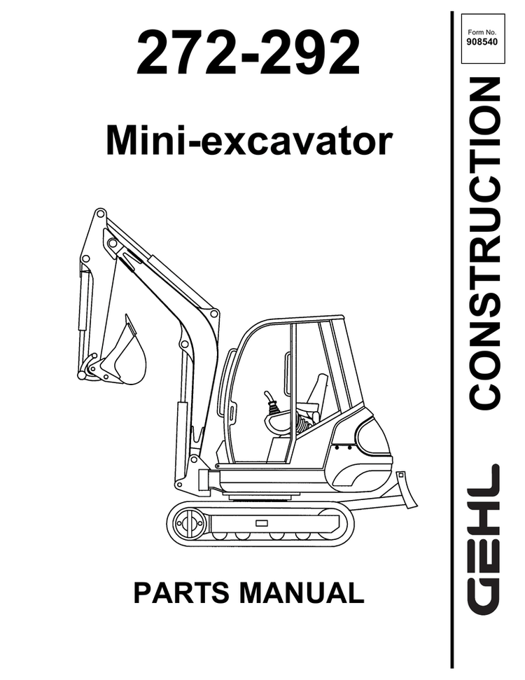 272-292 Gehl Mini Compact Excavator Parts Manual PDF Download | Complete Parts Catalog
