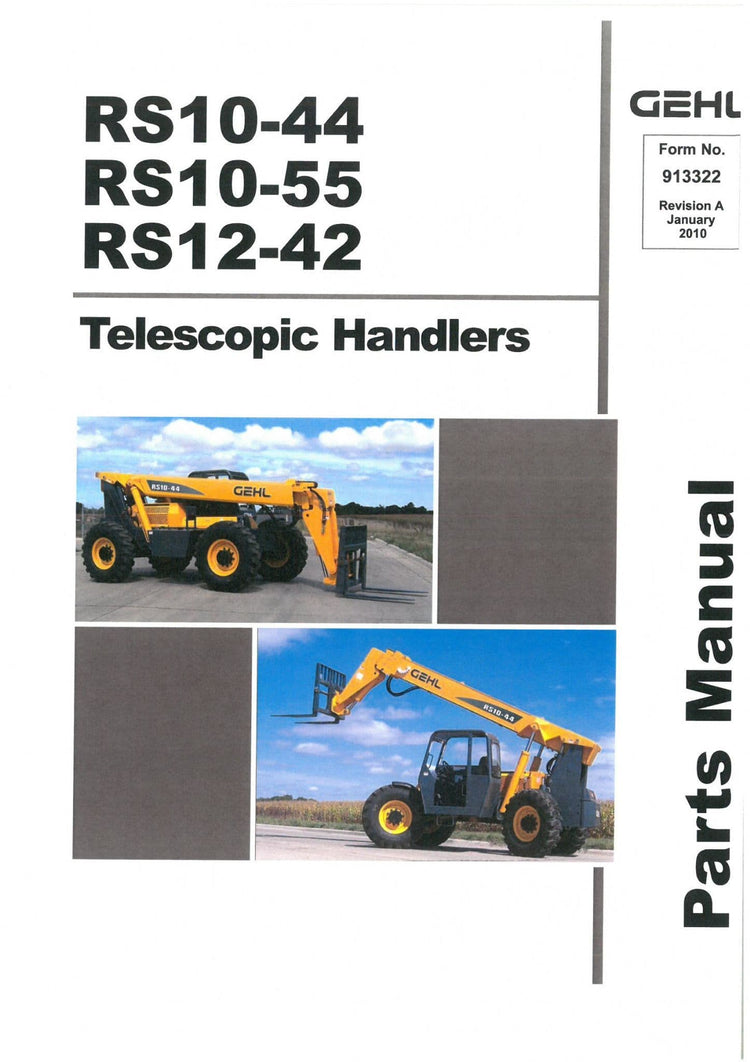 RS10-44, RS10-55 & RS12-42 Gehl Telescopic Handler Parts Catalog Manual PDF Download