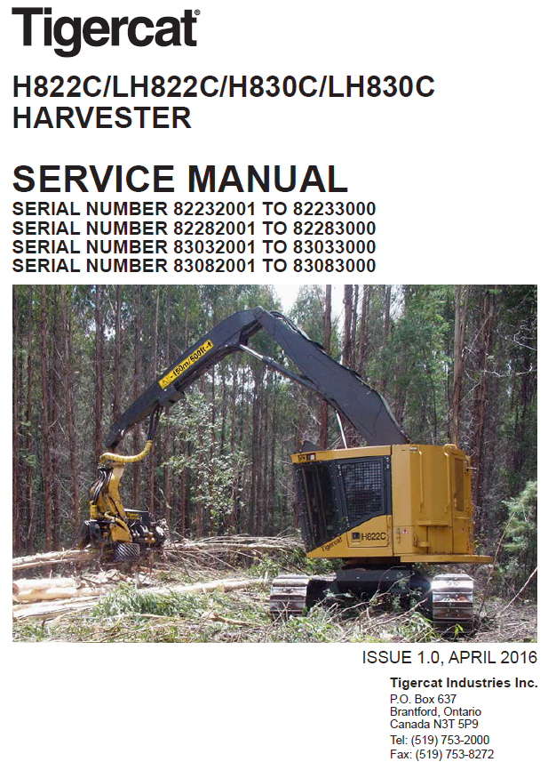 TIGERCAT LH830C HARVESTER SERVICE REPAIR MANUAL (83081001-83083000)