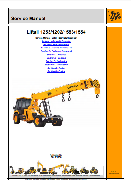JCB 1253, 1202, 1553, 1554 Liftall Workshop Service Repair Manual