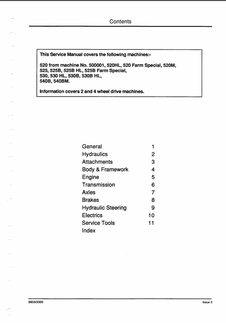 JCB 520, 520M, 525, 525B, 530, 530B, 540B & 540BM Loadall Service Repair Manual