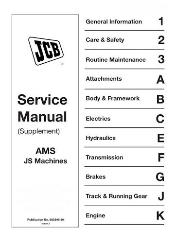 JCB AMS JS Machines Workshop Service Repair Manual Supplement